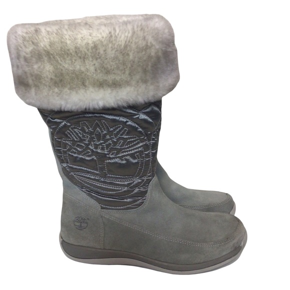 Timberland Holly Berry Pull on Suede Boot in Grey Junior Size 5.5